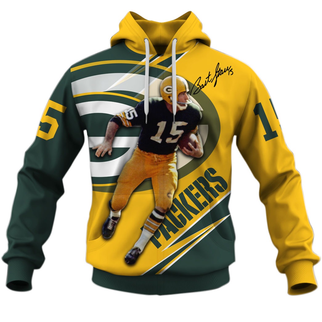 Green Bay Packers Bart Starr #15 Limited Edition 3D All Over Printed Shirts For Men & Women - WinGear.shop - Personalize Your Own New & Retro Sports Jerseys, Hoodies, T Shirts