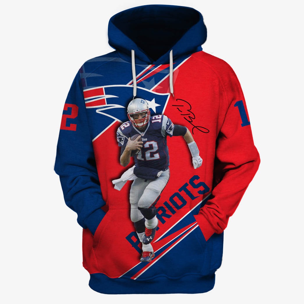 NFL New England Patriots Tom Brady #12 Hoodie Shirts - WinGear.shop - Personalize Your Own New & Retro Sports Jerseys, Hoodies, T Shirts