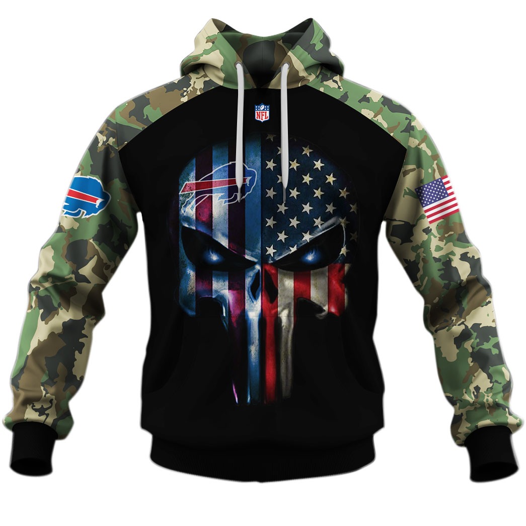 Buffalo Bills Army Camouflage American Flag Punisher Skull Limited Edition 3D All Over Printed Shirts For Men & Women - WinGear.shop - Personalize Your Own New & Retro Sports Jerseys, Hoodies, T Shirts