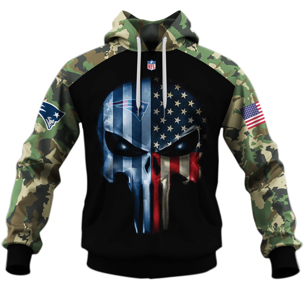 New England Patriots Army Camouflage American Flag Punisher Skull Limited Edition 3D All Over Printed Shirts For Men & Women - WinGear.shop - Personalize Your Own New & Retro Sports Jerseys, Hoodies, T Shirts