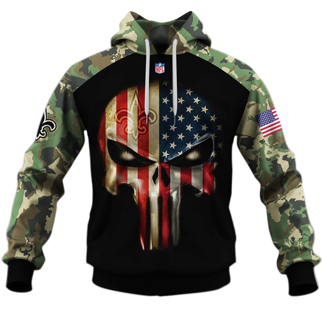 New Orleans Saints Army Camouflage American Flag Punisher Skull Limited Edition 3D All Over Printed Shirts For Men & Women - WinGear.shop - Personalize Your Own New & Retro Sports Jerseys, Hoodies, T Shirts