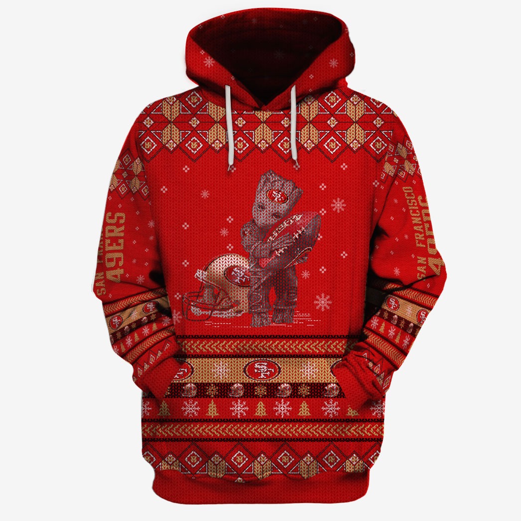 NFL San Francisco 49ers Groot Xmas Ugly Sweater - WinGear.shop - Personalize Your Own New & Retro Sports Jerseys, Hoodies, T Shirts