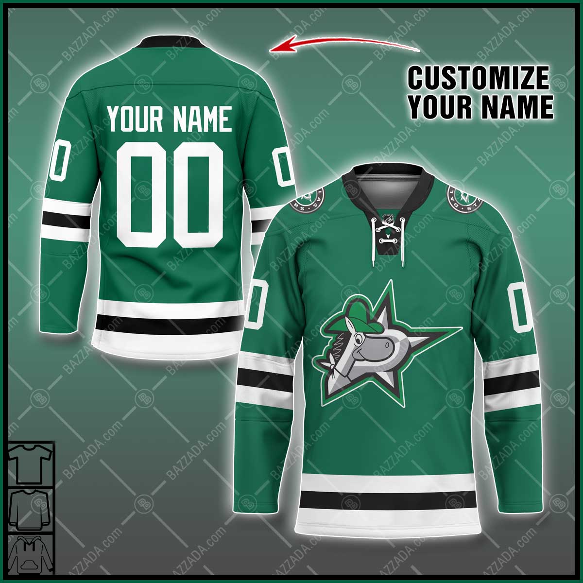 Personalize Name and number Hockey Jersey cartoon character Dallas Stars logo-Quick Draw McGraw