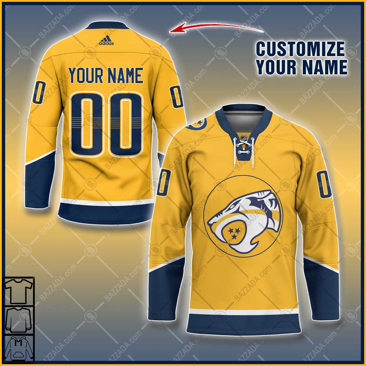 Personalize Name and number Hockey Jersey cartoon character Nashville Predators logo-ThunderCats