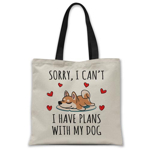 Sorry, I have plans with my dog (Shiba Inu) Tote bag