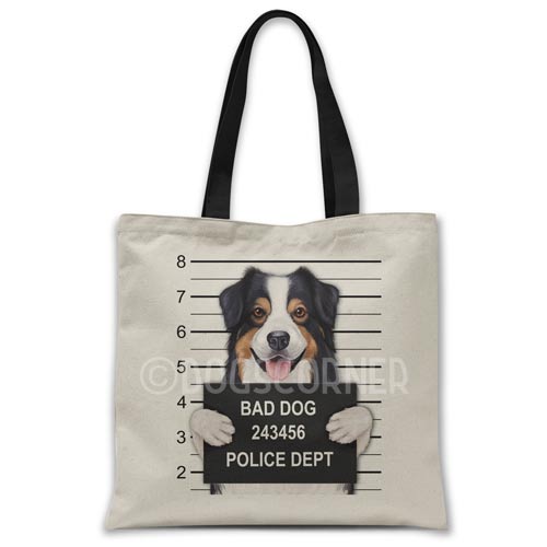 Australian Shepherd Mugshot Tote bag