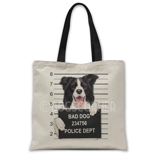 Border Collie Mugshot Tote bag