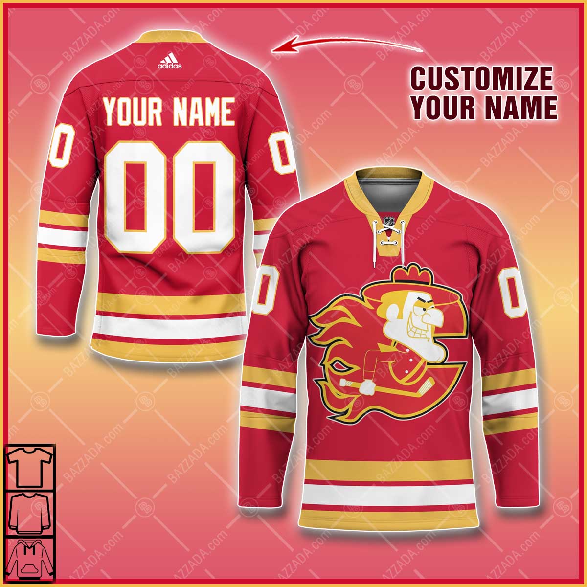 Personalize Name and number Hockey Jersey cartoon character Calgary Flames logo-Dudley Do-Right
