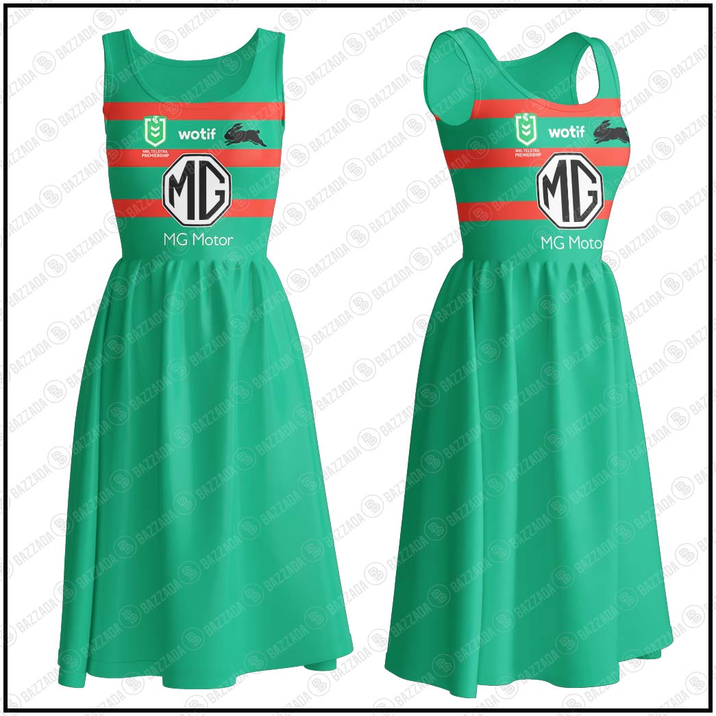 NRL Women's Clothing South Sydney Rabbitohs Bowknot Vest Dress- Personalize name & Number- WinGear.shop