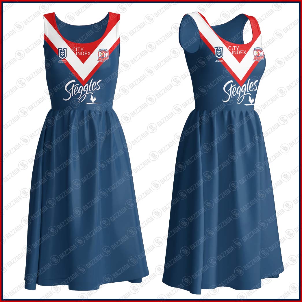 NRL Women's Clothing Sydney Roosters Bowknot Vest Dress- Personalize name & Number- WinGear.shop