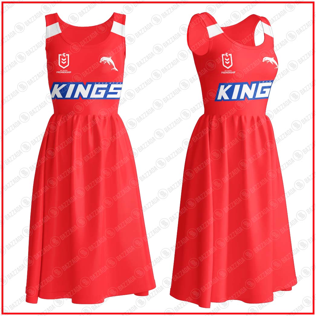 NRL Women's Clothing Dolphins Bowknot Vest Dress- Personalize name & Number- WinGear.shop