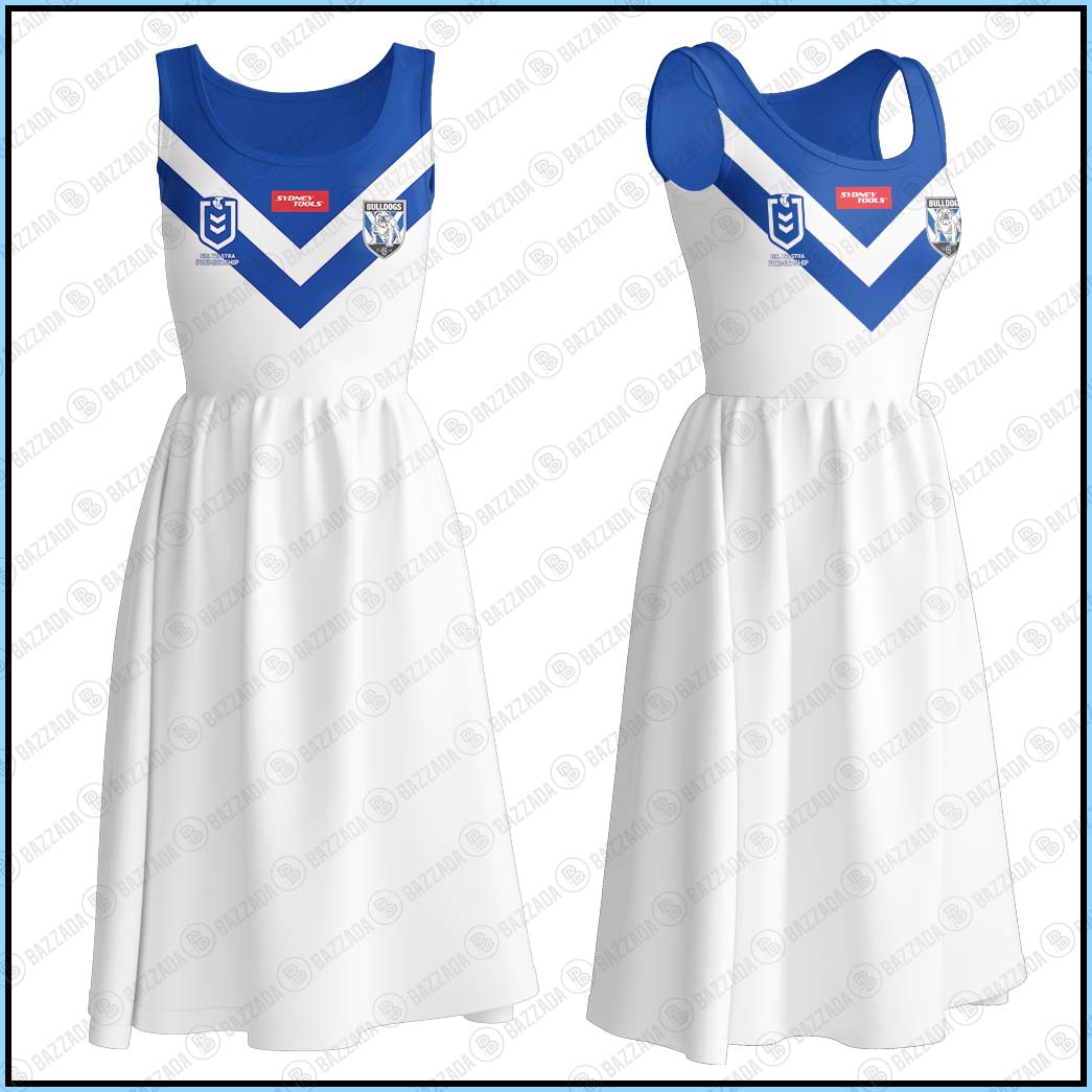 NRL Women's Clothing Canterbury-Bankstown Bulldogs Bowknot Vest Dress- Personalize name & Number- WinGear.shop