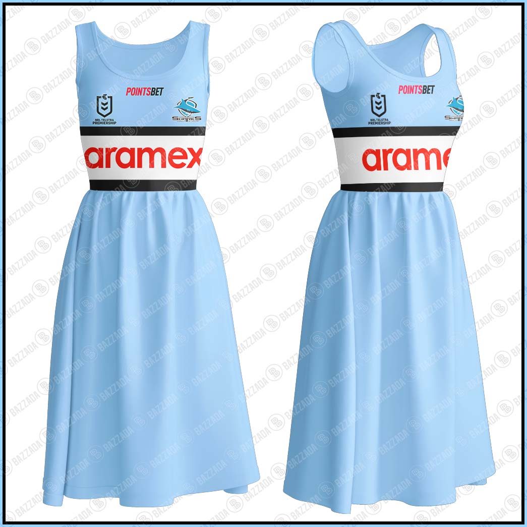 NRL Women's Clothing Cronulla-Sutherland Sharks Bowknot Vest Dress- Personalize name & Number- WinGear.shop