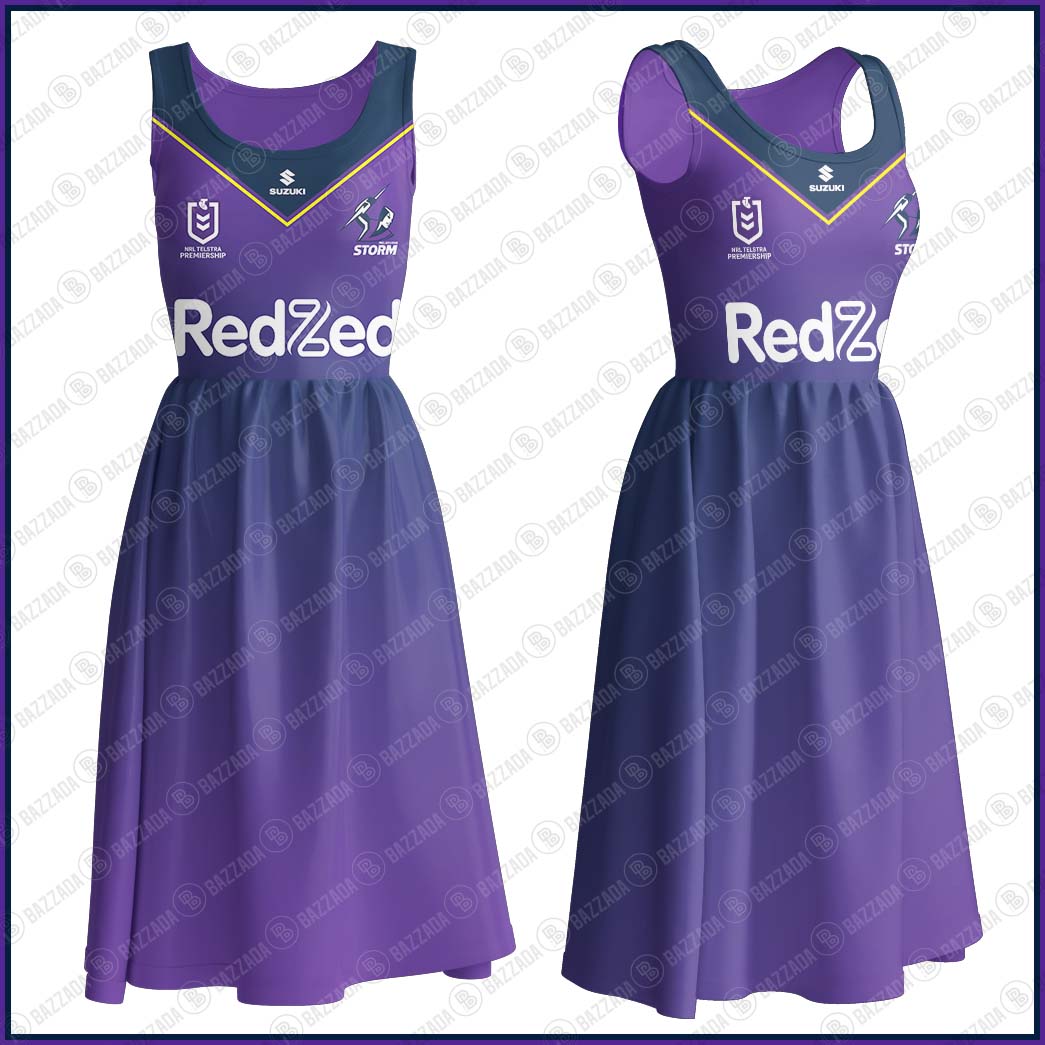 NRL Women's Clothing Melbourne Storm Bowknot Vest Dress- Personalize name & Number- WinGear.shop