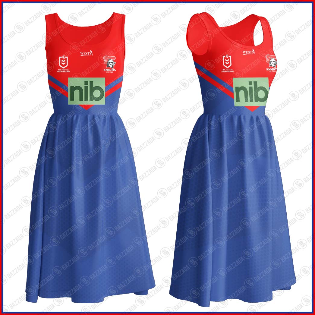 NRL Women's Clothing Newcastle Knights Bowknot Vest Dress- Personalize name & Number- WinGear.shop