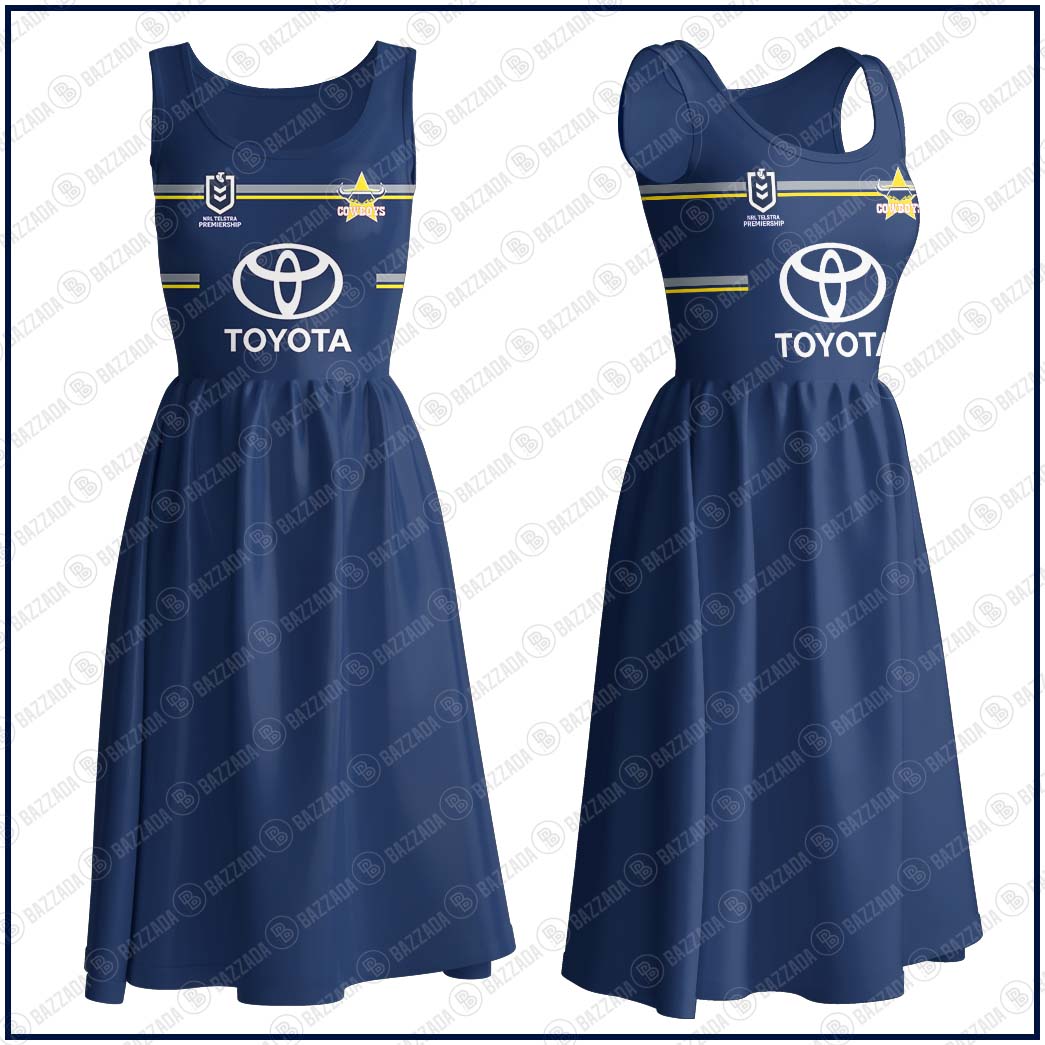 NRL Women's Clothing North Queensland Cowboys Bowknot Vest Dress- Personalize name & Number- WinGear.shop