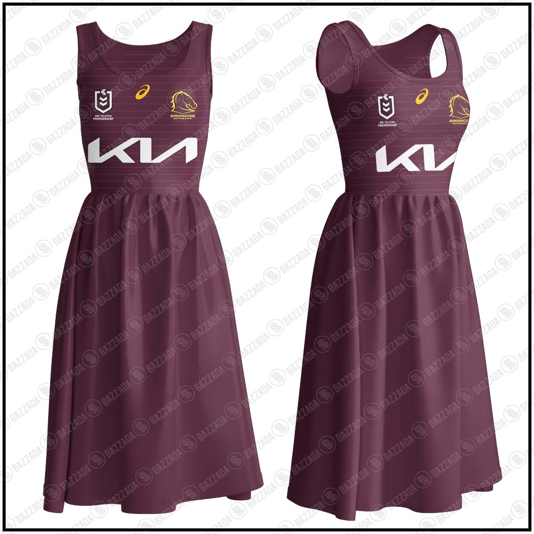 NRL Women's Clothing Brisbane Broncos Bowknot Vest Dress- Personalize name & Number- WinGear.shop