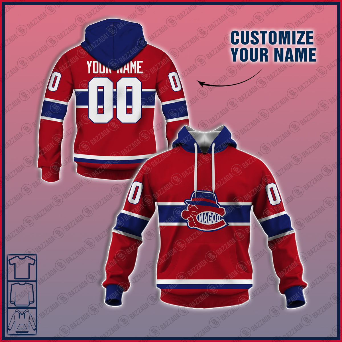 Personalize Name and number Hoodie, zip hoodie, mask hoodie cartoon character Montreal Canadiens logo-Mr. Magoo