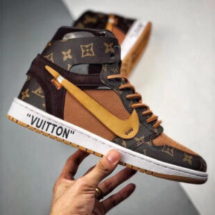 Limited Edition Custom Air Jordan 1 x LV x OFF-W – Brown Monogram