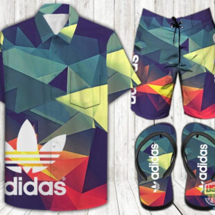 Adidas Hawaiian Shirt, Short And Flip Flops - Hot Trend Summer
